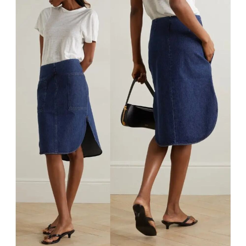 Toteme Dark Blue Denim Midi Skirt